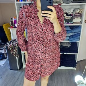 Zara red floral print dress